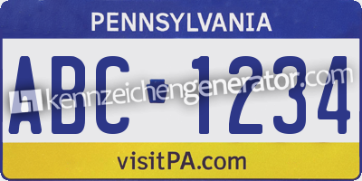 Kennzeichen Pennsylvania USA